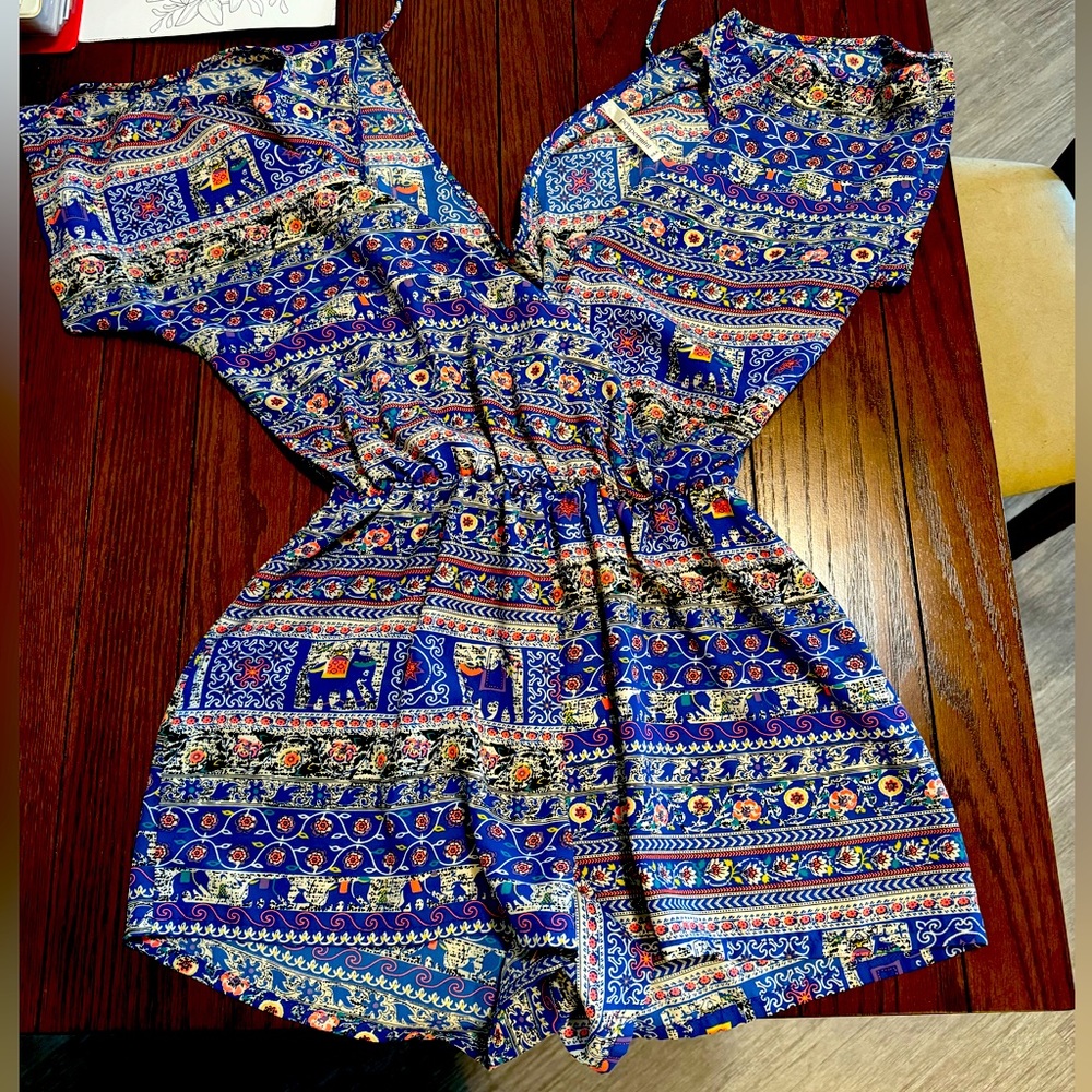 Patterned Blue Romper